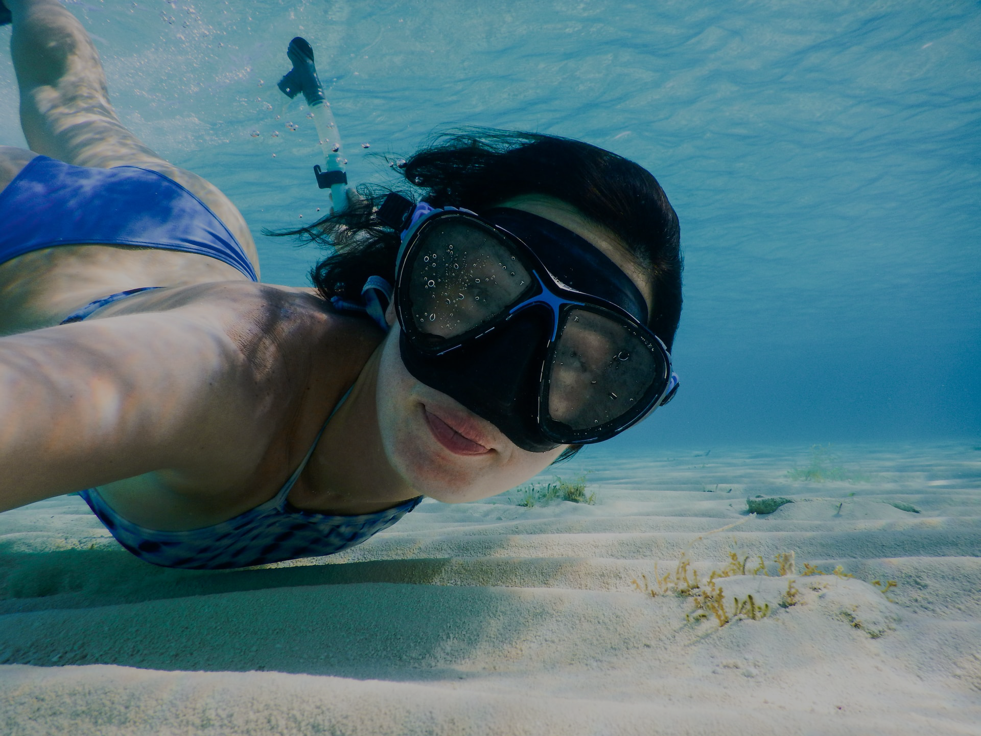 snorkeling woman in st lucia